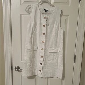 NWT J Crew White Button-Down Sleeveless Dress